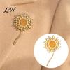 Durable Sunflower Jewelry Rhinestone Brooch Pin for Women, Golden Flower Lapel Suit Alloy Dress Scarf Hat Bag Decoration, Clothing Accessory