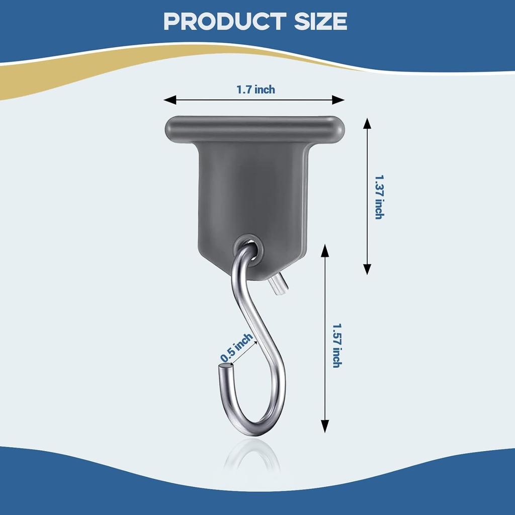 12 Pcs RV Awning Light Holder - Camper Hook Accessory, Plastic And Metal S Shaped Hook, Gray Support Hanger For Camping Tent Indoor Outdoor Decor (12