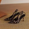 Krazing Pot Sheep Suede Summer Size 42 Leopard Decoration Slingback Thin High Heels Women Women Pointed Toe Pumps
