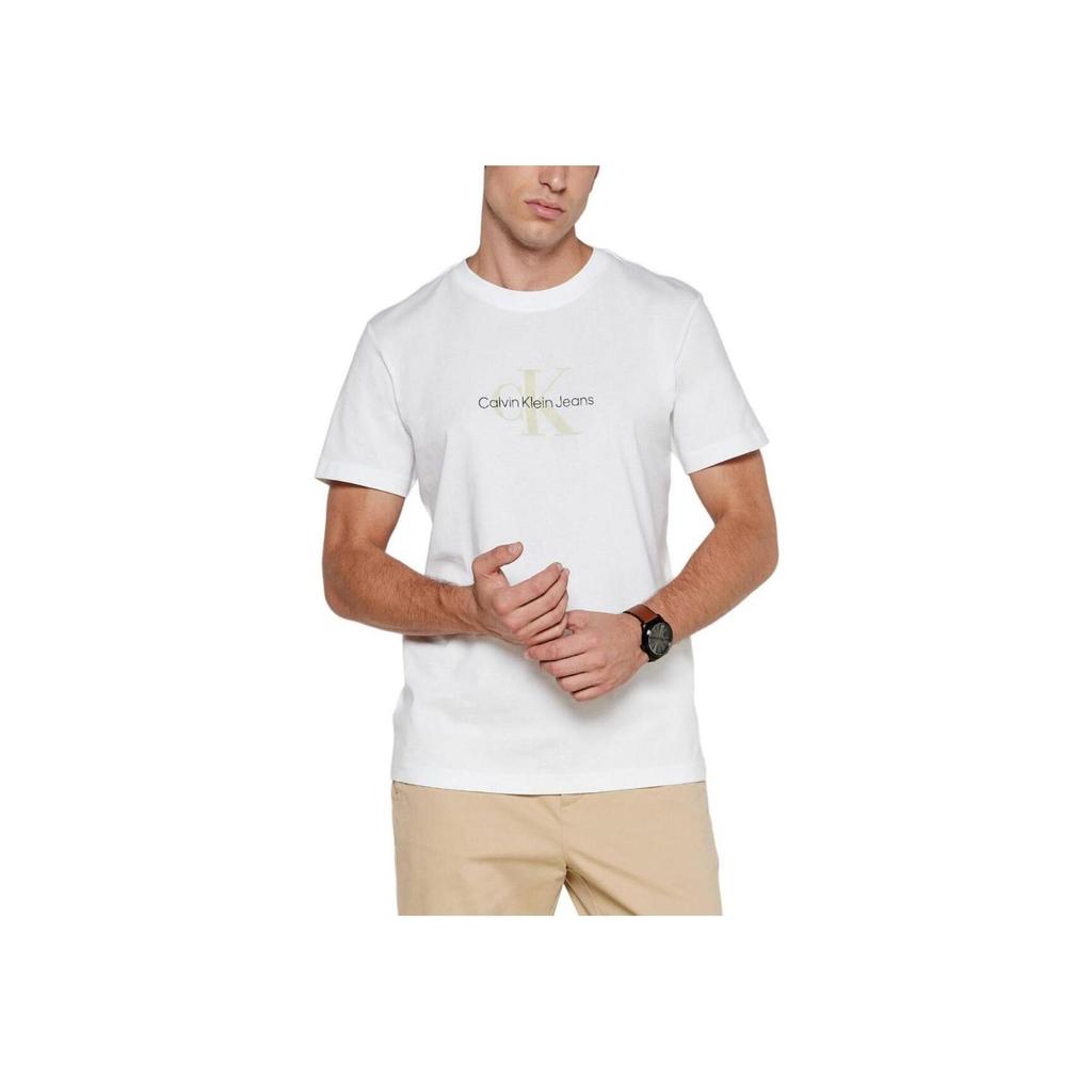 Calvin Klein Cotton Crew Neck Simple Comfortable Short Sleeve T-Shirt Men Tops White J30J326863-YAF