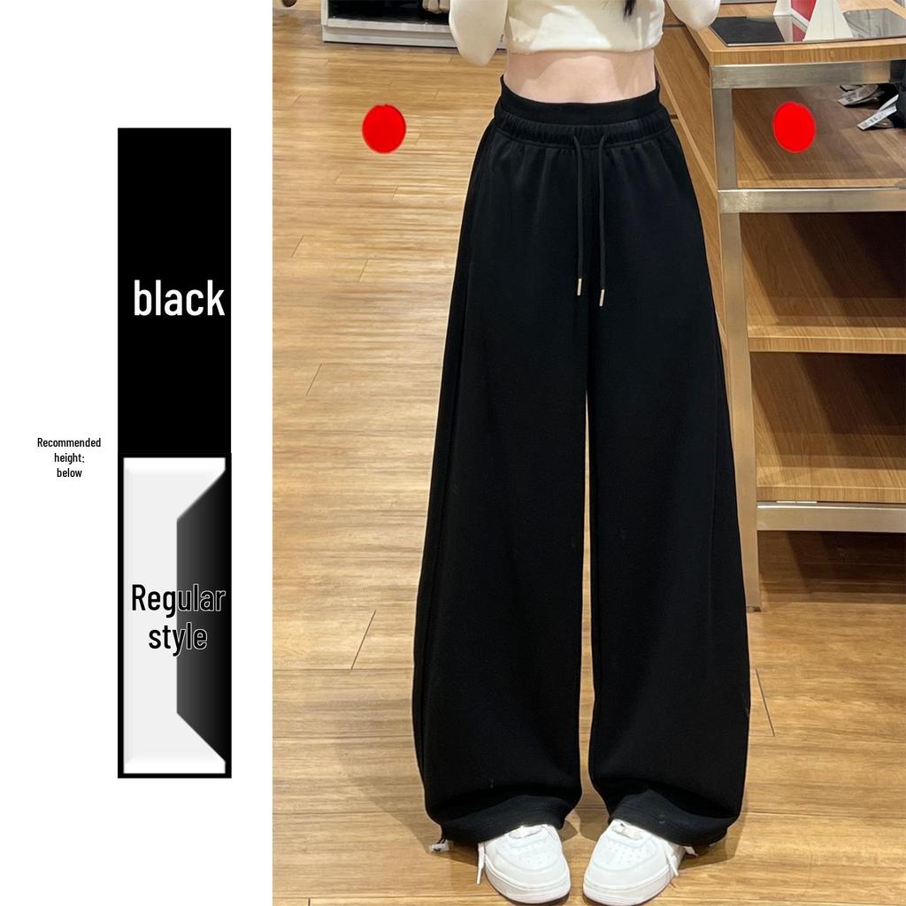 Women's Pink Wide-Leg Knife Pleat Sweatpants - Spring 2026 Korean Style, High Waist, Slimming Petite Fit