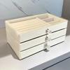 Jewelry Storage Box with 3 Layers Large Capacity Rounded Corners Velvet Interior Earrings Rings Organizer Storage Case