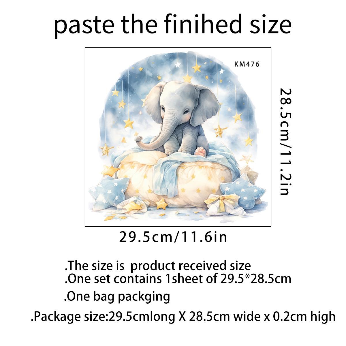 

Creative Elephant Rocket Hot Air Balloon Hippo Waterproof Self Adhesive Wall Tile Sticker for Bathroom Toilet Lid Decor as pic