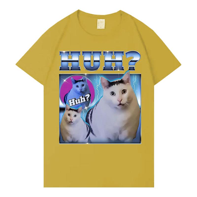 2026 Huh Meme Cat T Shirts Funny UnisexWomen Short SleeveTshirt Trendy Summer Aesthetic ONeck Loose Tops High Quality Tees Shirts