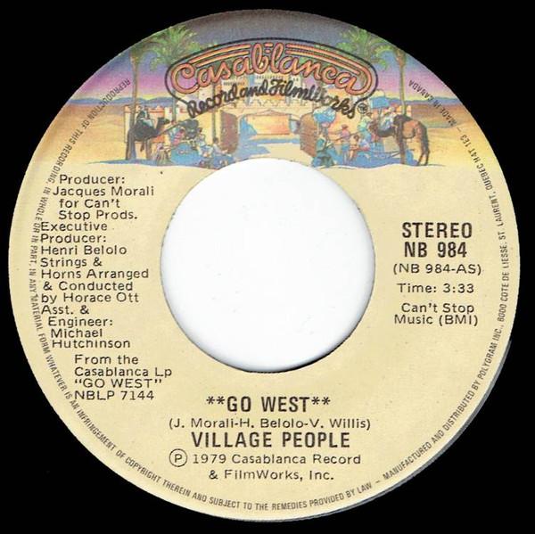 

7-дюймовая пластинка VILLAGE PEOPLE - Go West NB984 Casablanca 1979 Канада Поп Б/У