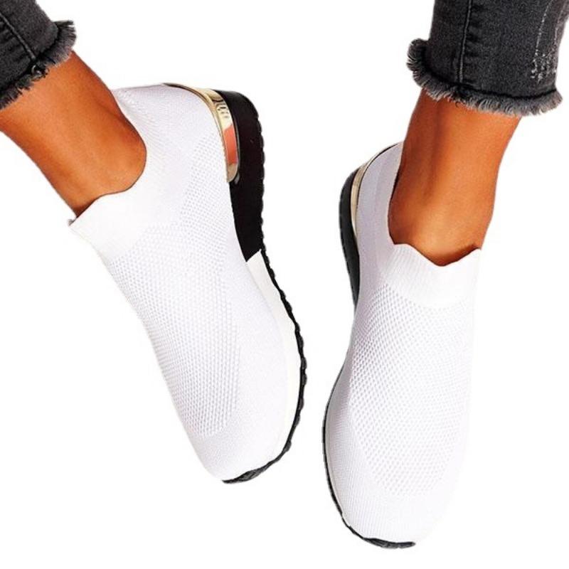 Mote Pluss Størrelse 35-43 Sko for Kvinner Høstmote Kvinner Mesh Sneakers Slip on Flats Sko Loafers Komfortable Sklisikre Sko