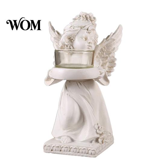 Home Decor Angel Candle Holder Little Holder, Resin Decorative Guardian Tea Light Romantic Retro Cherub Sculpture for Church Wedding Elegant