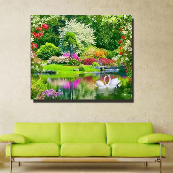 5D DIY Diamond Painting Scenery Swan Cross Stitch 5D DIY Diamond Landscape Diamond Embroidery