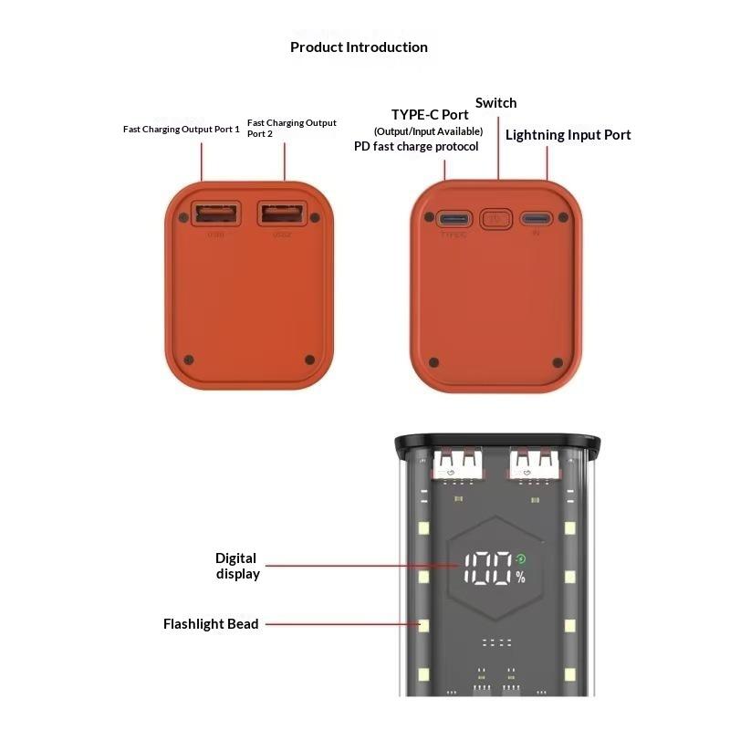 DIY Průhledný Držák 4*21700 Power Banky Přenosný Externí Bateriový Pack S LED Displejem Pro Android Telefony