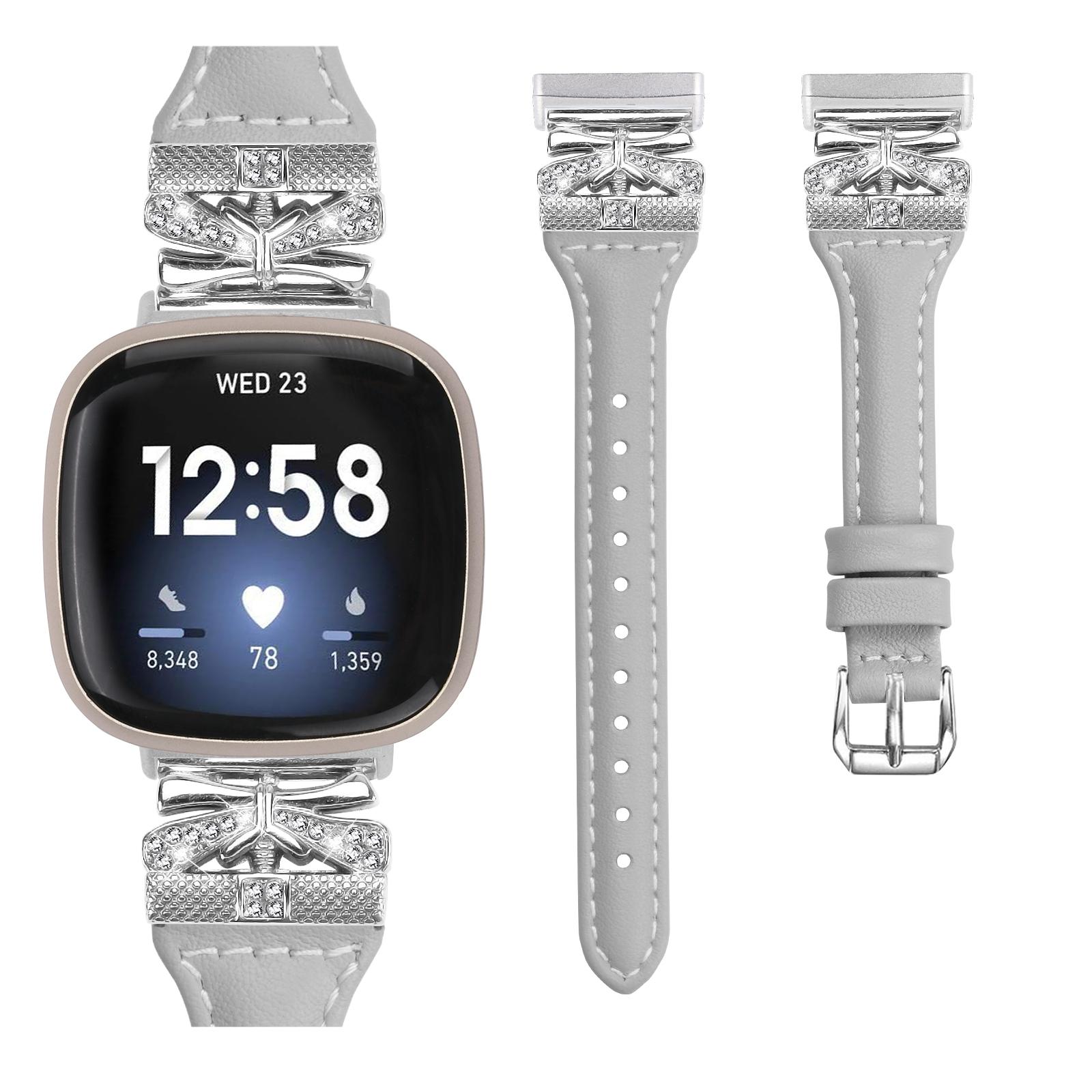 

Silver Buckle Watch Strap for Fitbit Versa 3/4/Sense/Sense 2 Butterfly Connector Adjustable Band Black