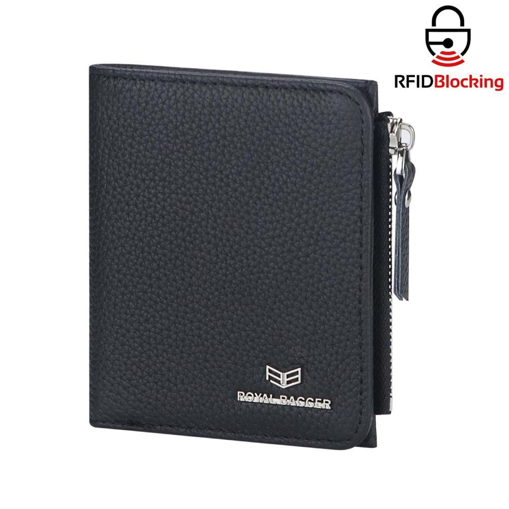 

Royal Bagger RFID Blocking Genuine Leather Short Wallet for Women - Slim Bifold Coin Purse, Fashionable & Simple Design 3201 чёрный