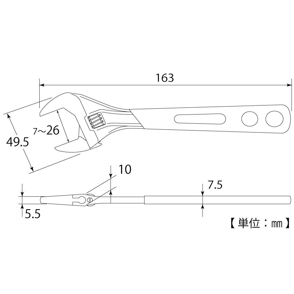 TOP Industrial Wide Adjustable Eco with Vinyl Opening Made In Japan (TOP) Wrench, Wide, Grip, 7-26mm, HY-26G, Tsubame-Sanjo,