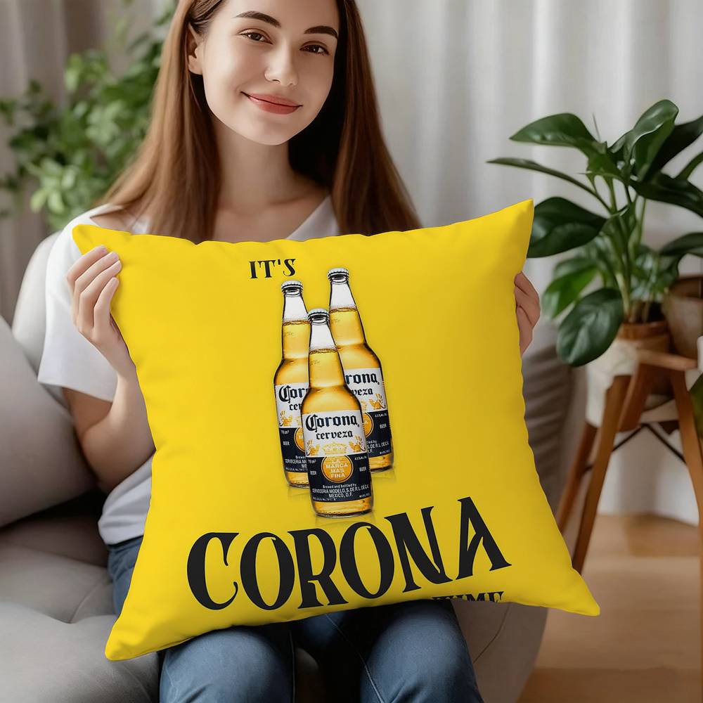 Модная Подушка-Чехол Corona Extra Пиво Плюшевая Ткань Мягкий Чехол Двусторонний Принт Чехол-Подушка Домашние Подарки 12x12Inch