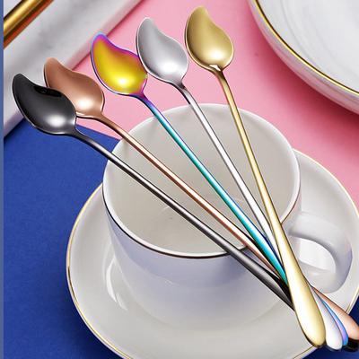1PC Long Handle Coffee Mixing Spoon Stainless Steel Creative Mango Stirring Scoop Dessert Juice Teaspoon Kitchen Tableware