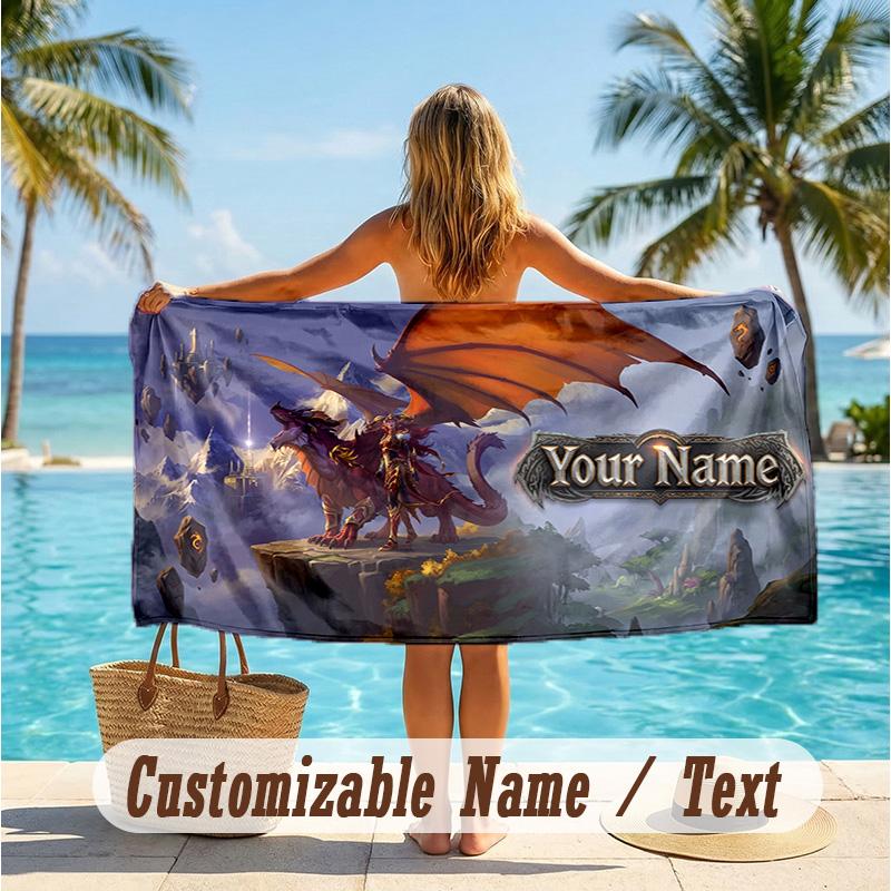 Custom Text Beach Towel, Soft Absorbent Swimming Multi-use TowelWorld of Warcraft