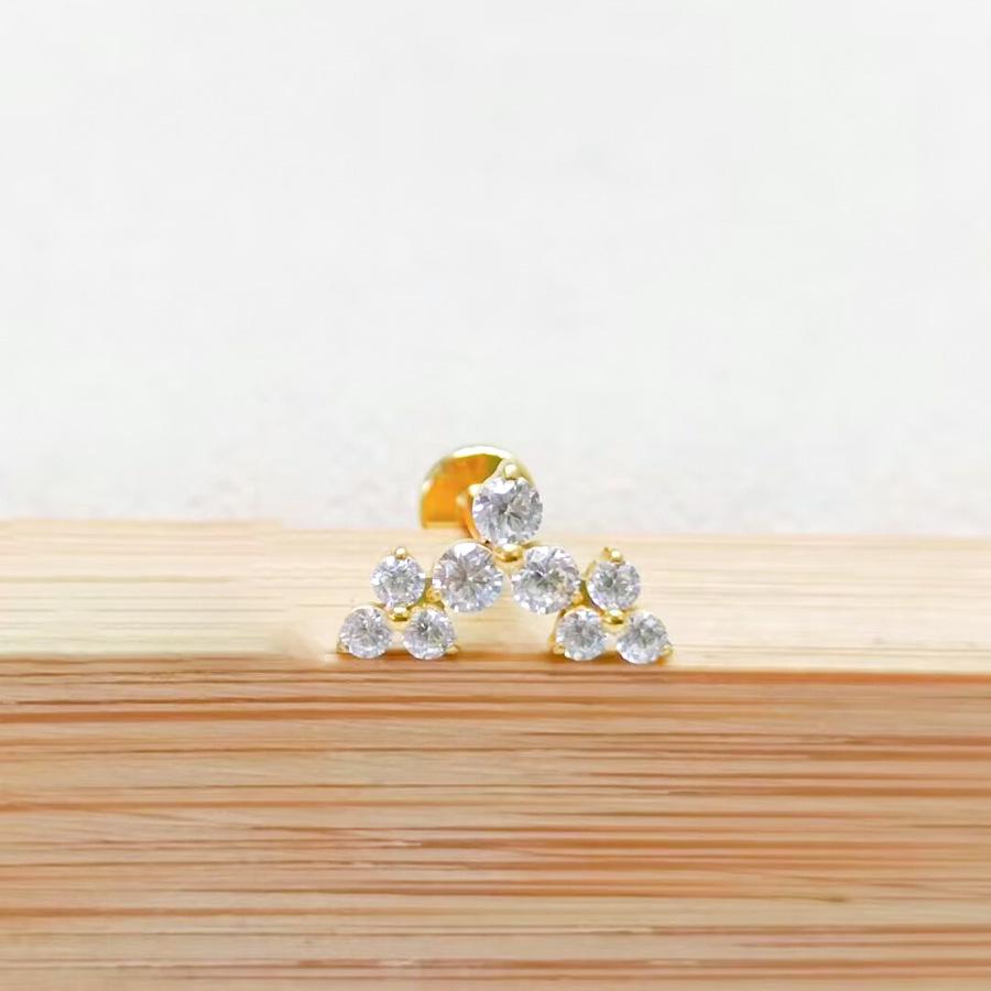 F136 Titanium Flower Peacock Crown Earrings, Long Studs for Cartilage Piercing, 1.2/1.0 Thickness