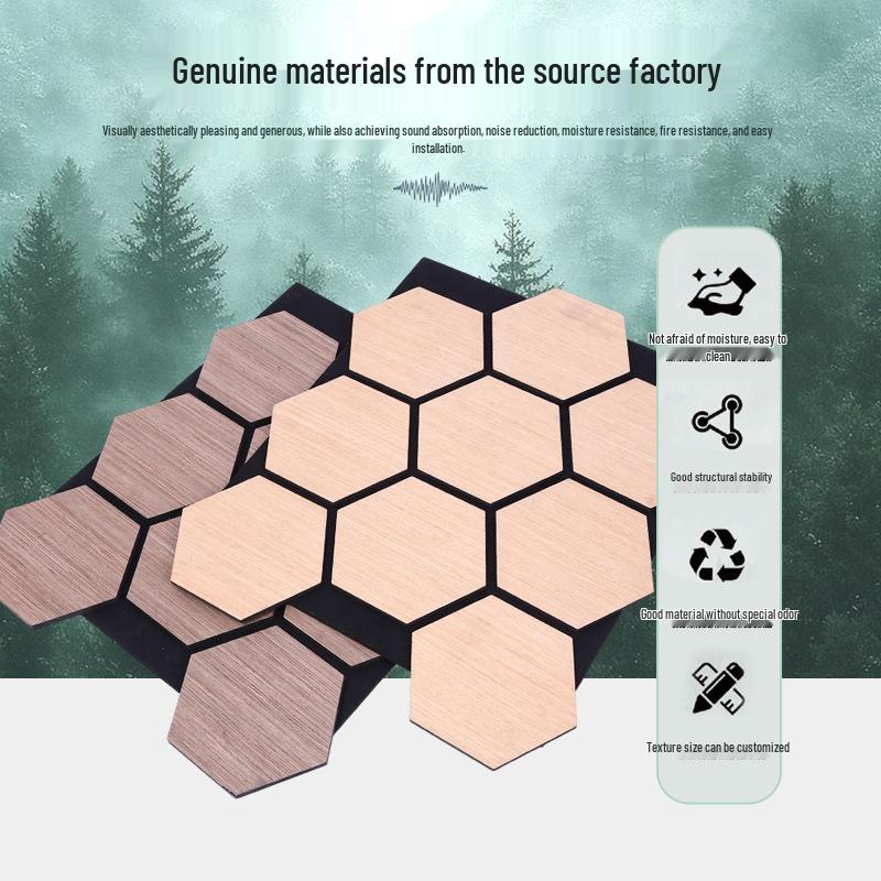 Hexagonal Wooden Sound Absorbing Panels for Decorative Wall Insulation