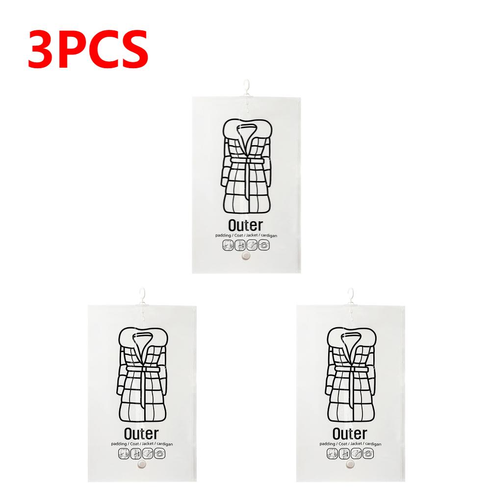 1-5pcs Hanging Vacuum Bags Space Saving Clothes Hang Transparent Vacuum Bag Storage For Clothes Down Jacket Overcoat Compression