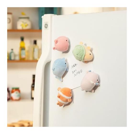 Ribuhaato Mascot Magnet Marshmallow Aquamie Sea Creature Clownfish (Total Length Approx. 6cm) Refrigerator Magnet Stuffed Toy Fluffy 28305-21