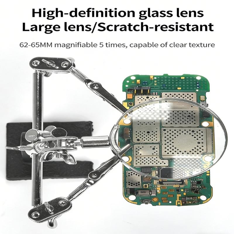 Helping Hands Magnifier Soldering Station For Professional Electronics Repair With Adjustable Arm And 360 Rotating