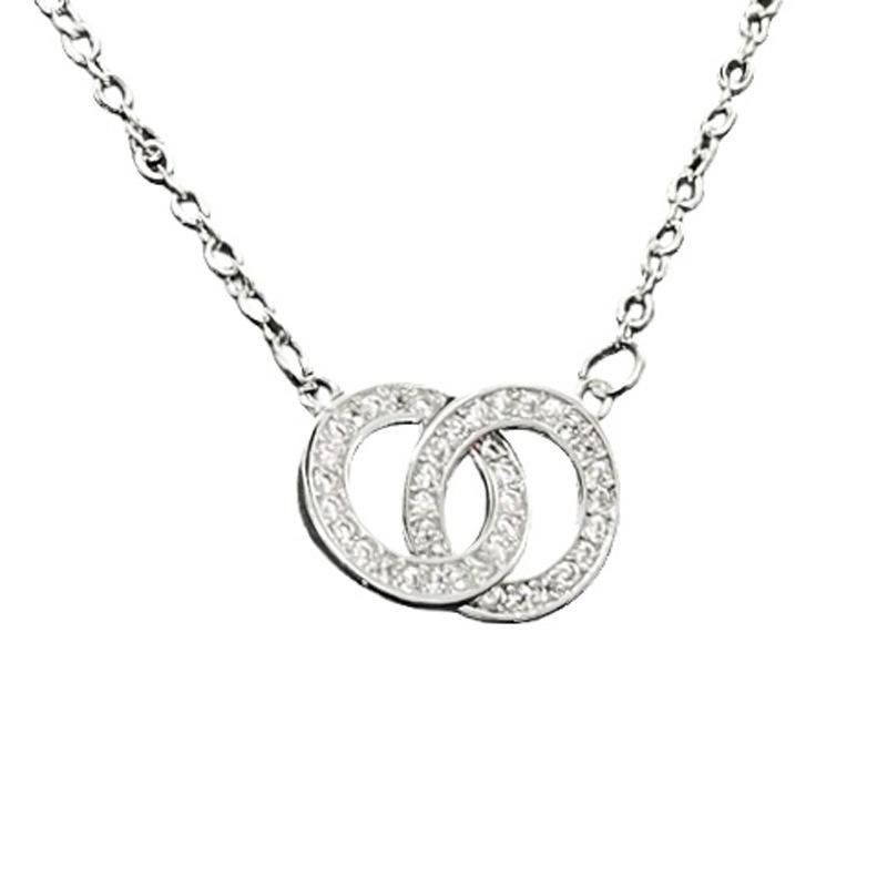 New Double Ring Necklace Women'S Jewelry Pendant French Zircon Clavicle Chain Premium Niche