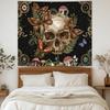 Halloween Gothic Bedroom Tapestry Retro Gothic Skull Flower Butterfly Printed Wall Tapestry Living Room Game Room Dormitory Deco