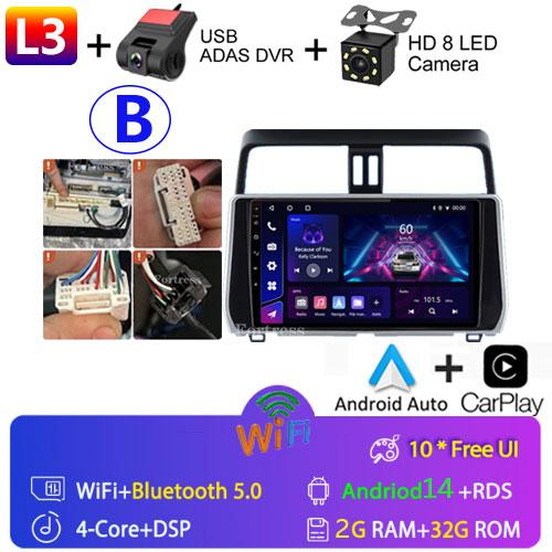 For Toyota Land Cruiser Prado 150 2018 2019 - 2022 Carplay 360 Camera Auto Android 13Car Radio Multimedia Player GPS Stereo Wifi