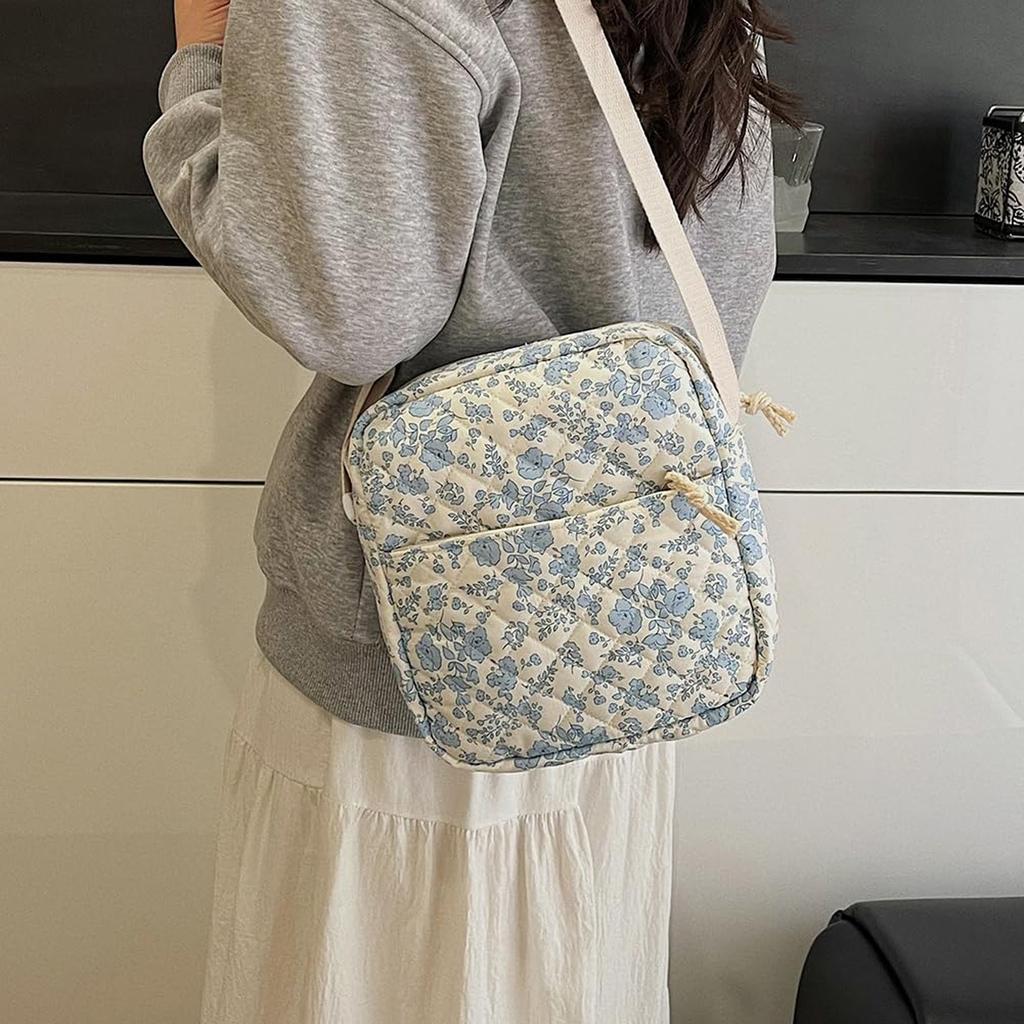 Backpack Cute Kawaii Backpack Set 3 Pieces Floral Quilted Backpack With Small Crossbody Bag