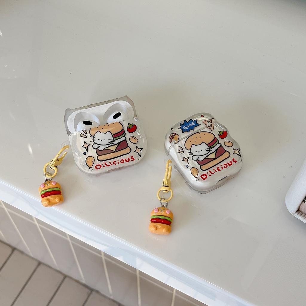 Applicable To Korean Hamburger Cat AirPods 1 Protective Case Pro1 Apple Wireless Bluetooth 1/1st Generation Earphone Case
