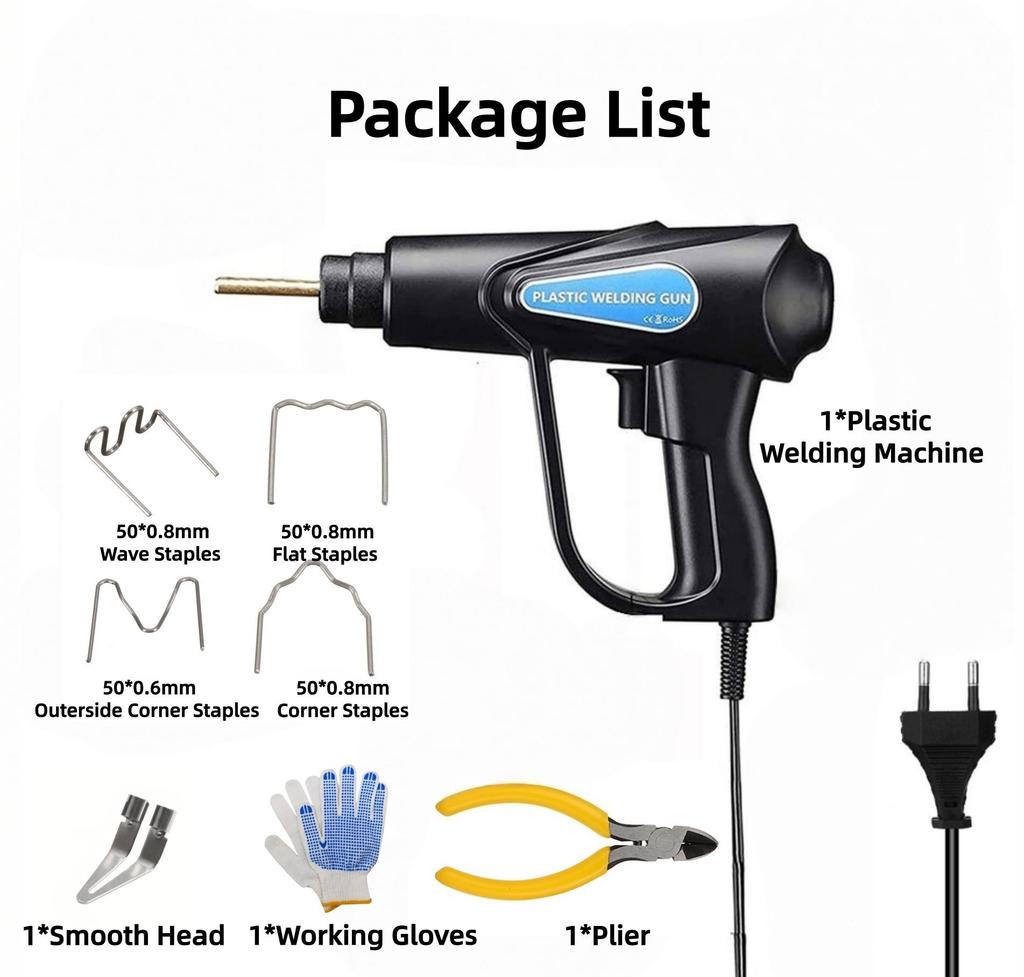 70W Plastic Welding Machine Kit Hot Stapler Welding Machine Car Bumper Repair Kit with 4 Types Staples for Bumper/Kayak/Plastic Product Repairs