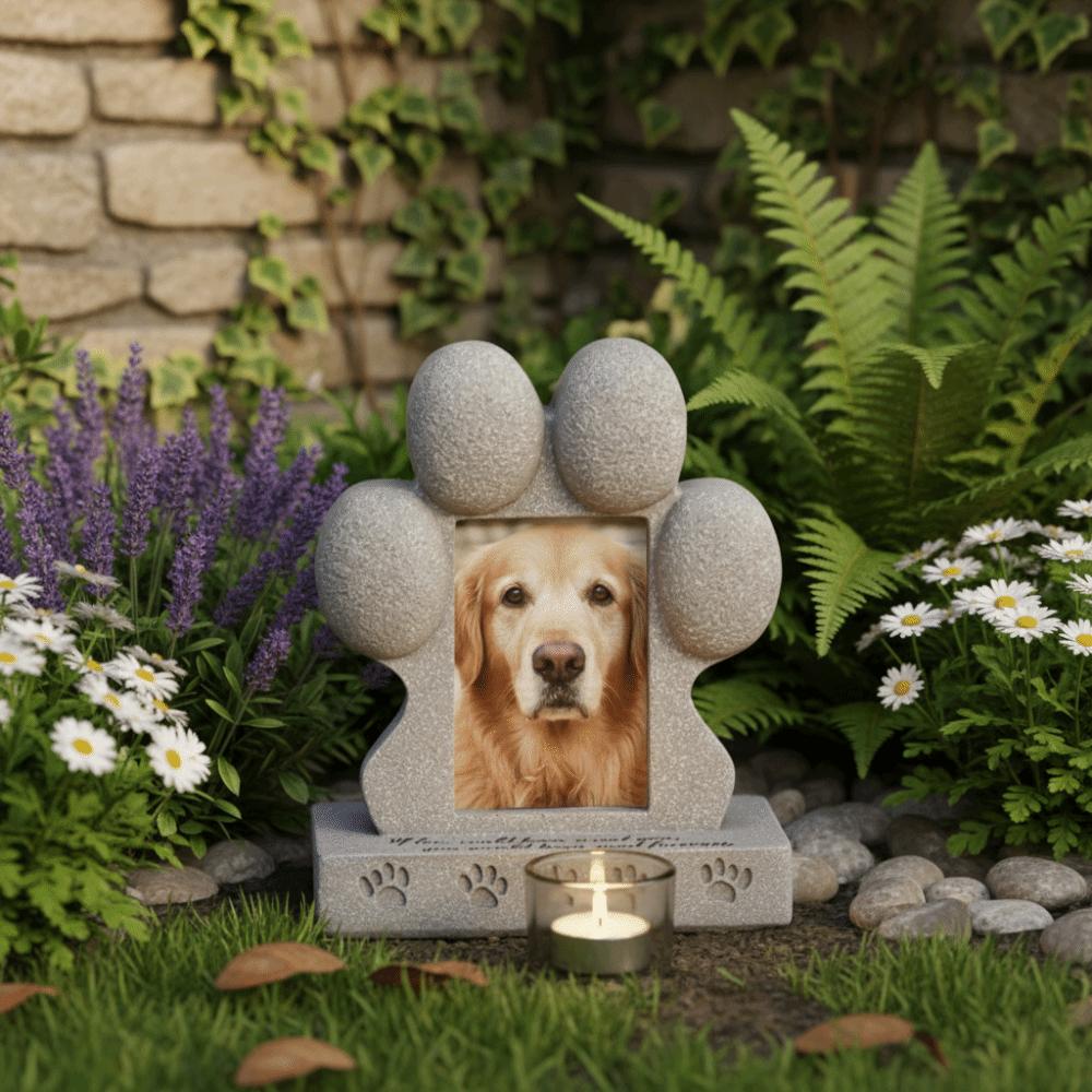 Fotorahmen Haustier Grabstein Harz Hund Opfergrabstein Tier Grab Gedenkstein Gedenkgeschenk