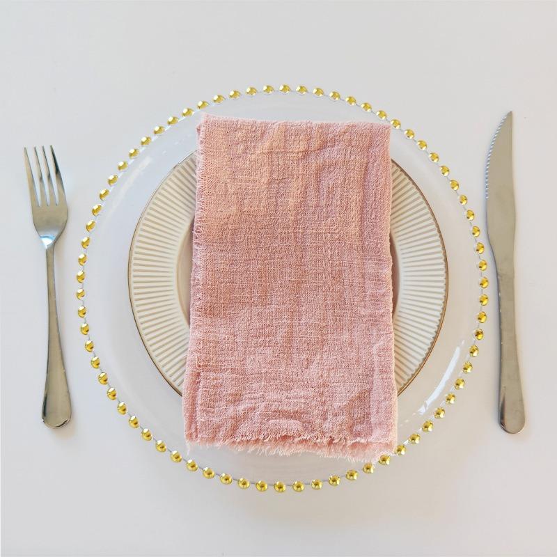 1-24PCS Nordic Tassel Cotton Napkins Fringe Edged Solid Color 30x30cm Western Style Tablecloth Christmas Dining Table Decor