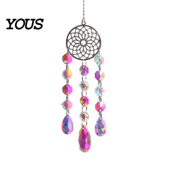 Wall Hanging Decor Colorful Crystal Suncatcher, Sun Catcher for Windows, Healing Glamorous Decoration Home, Crystals Prism Rainbow Maker,