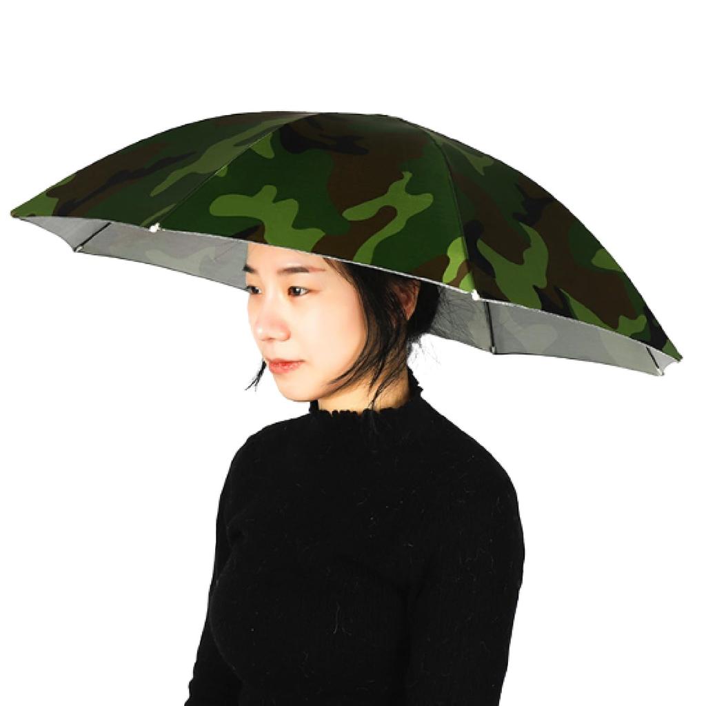 CAWKAY Schirm für Faltbaren UV-Freizeit-Angelschirm Faltbarer Kopf, Sonnenschirm, Schutz, Hut, Schirm, Hut, (Tarnen (65cm))