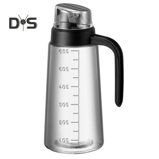 Ölflasche, kein Tropf, auslaufsicher, nachfüllbar, durchsichtiges Kochglas in Lebensmittelqualität, automatischer Verschlussverschluss, Essigspender, Küchenhelfer