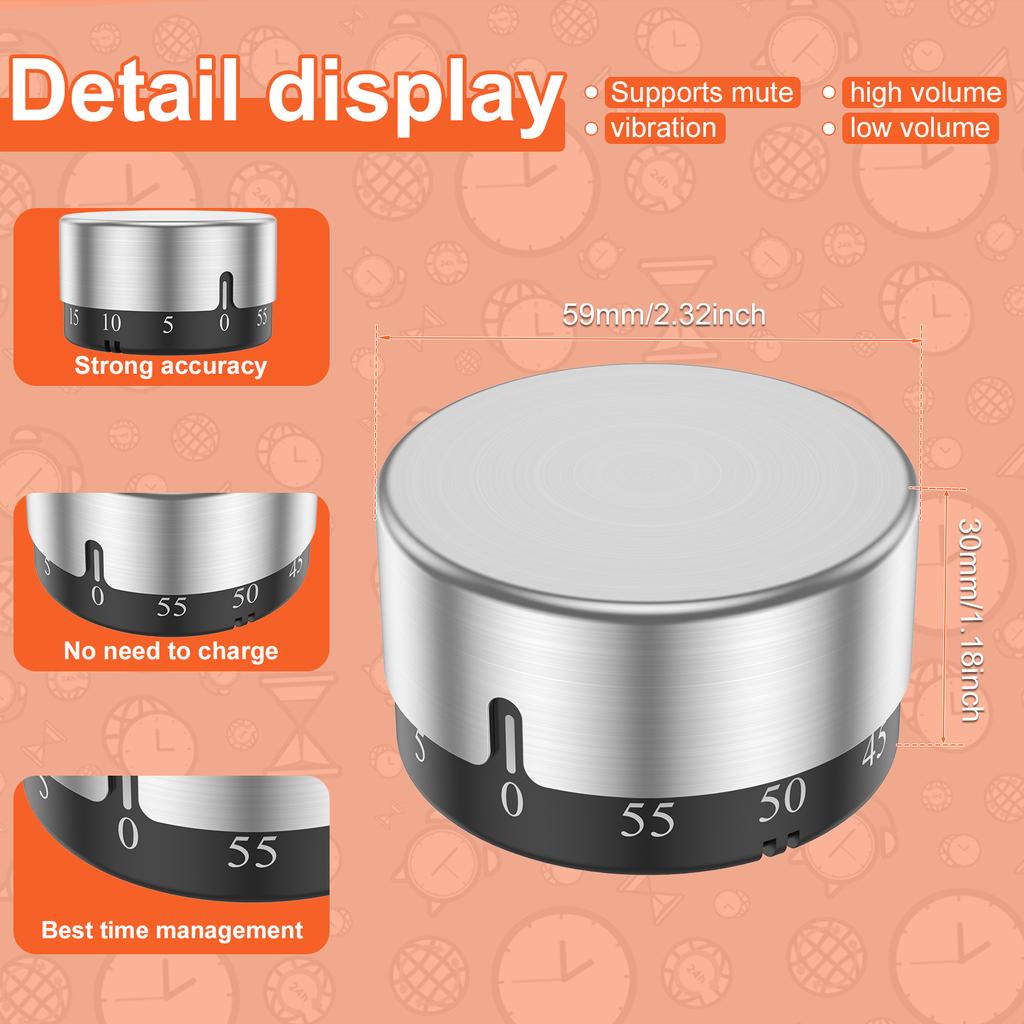 Kitchen Timer 60 Minutes Mechanical Timer with Alarm Magnetic Timer Mini Portable Countdown Timer Desk Timer FOR Cooking