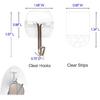 25 Small Hooks +30 Removable Strips, Clear Wire Hanger Hooks, Damage-Free Utility Hooks, Heavy Duty with Adhesive Strips, No Tools Wall Hook for
