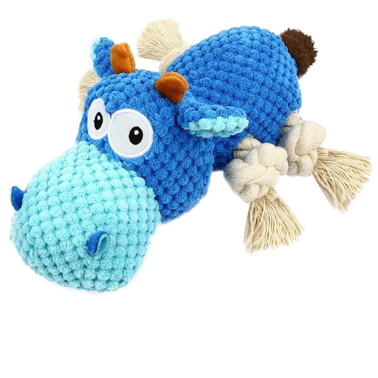 

1pc Dog Plush Toy for Chewers, Dog Squeaky Toys,Stuffed Animals Toys with Cotton Material and Crinkle Paper,Durable Chewing Toys синий