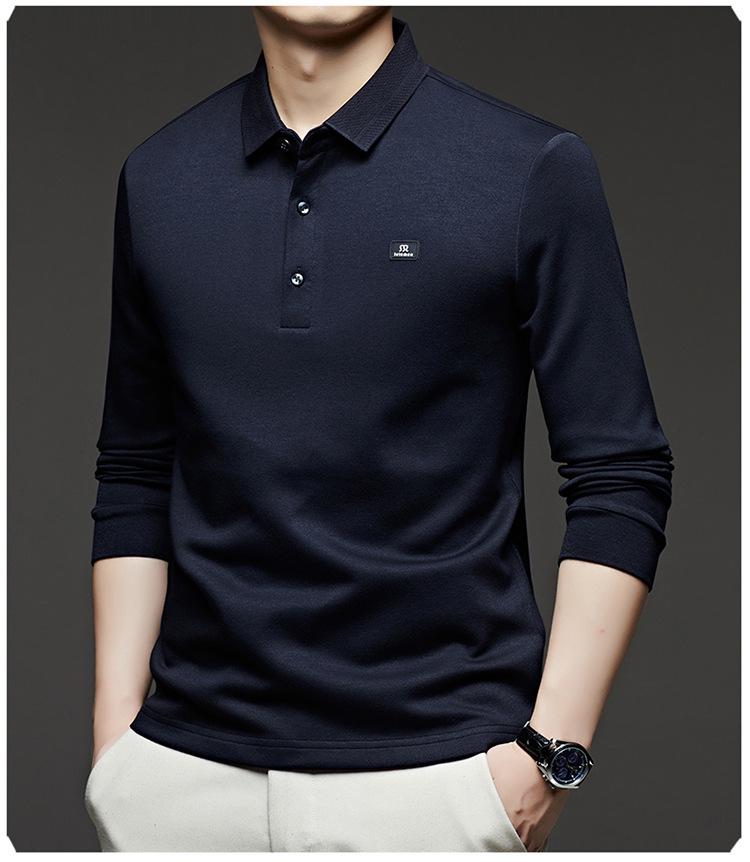 Scarecrow Men's Long Sleeve Polo Shirt, Solid Color, Cotton, Casual Loose Fit for Spring and Autumn 2025