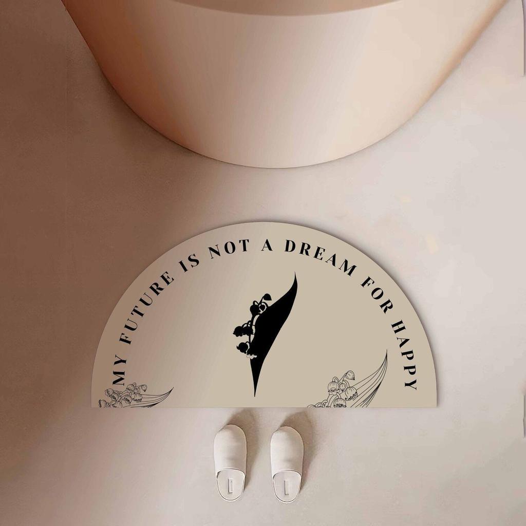 Tulip Lily Half circle Water absorbing Bathroom Soft Mud Toilet Door Non slip Foot Mat Quick drying Door Mat