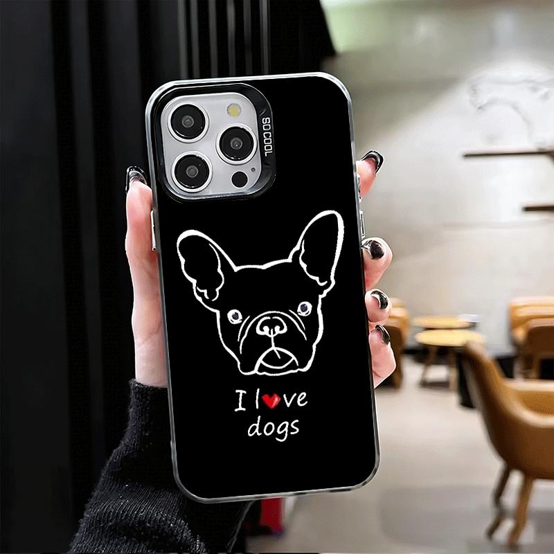 Französische Bulldogge Schwarz Design Weiche Handyhülle für iPhone 15 16 17 Pro Max 17Air 16E 14 Plus 13 12 Mini Stoßfeste Hülle Rückschale