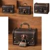 Antique Wooden Desktop Organizer Box With Lock For Home Office Use