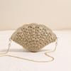Women Shell straw woven shoulder bag new female fashionable hollow fan-shaped straw vacation beach bag