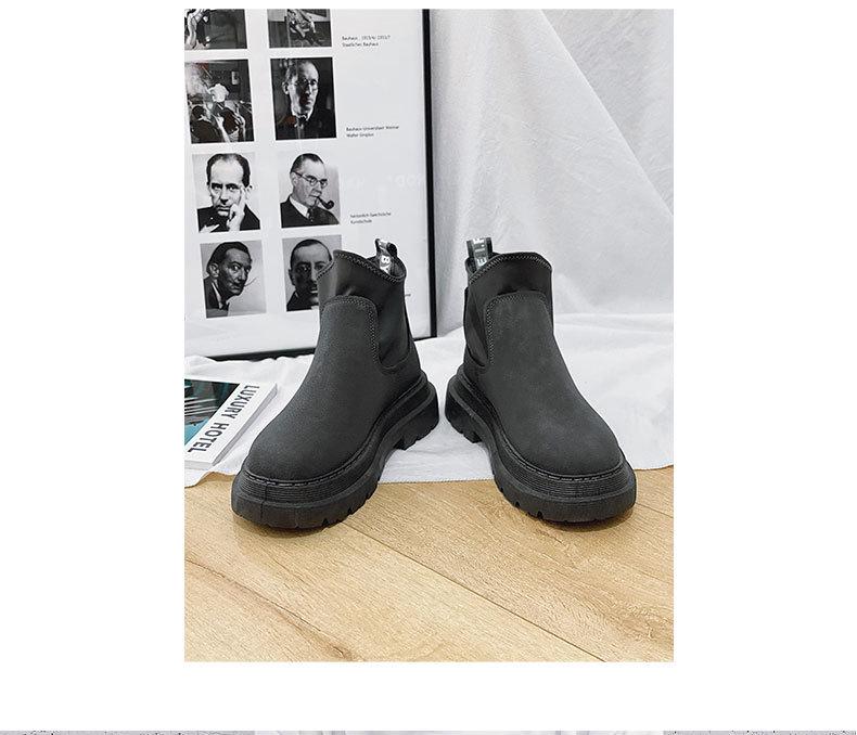 2025 Black Leather Men's High-Top Martin Boots: Trendy British Style Motorcycle Chelsea Boots