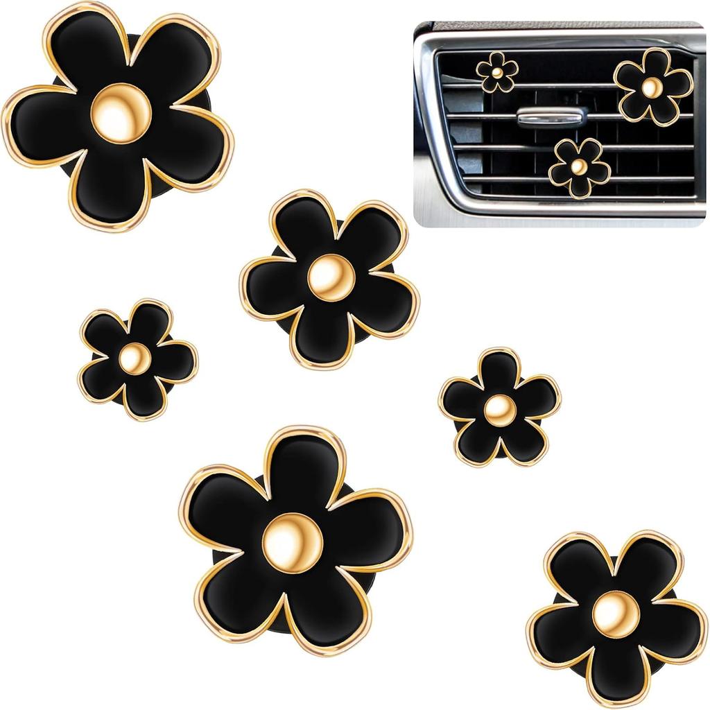 Frienda 6 Pcs Daisy Flower Air Vent Clip Accessories Air Conditioning Outlet Clip Car Air Freshener Dashboard Accessories Charm Car Inter Decor(3 cm,