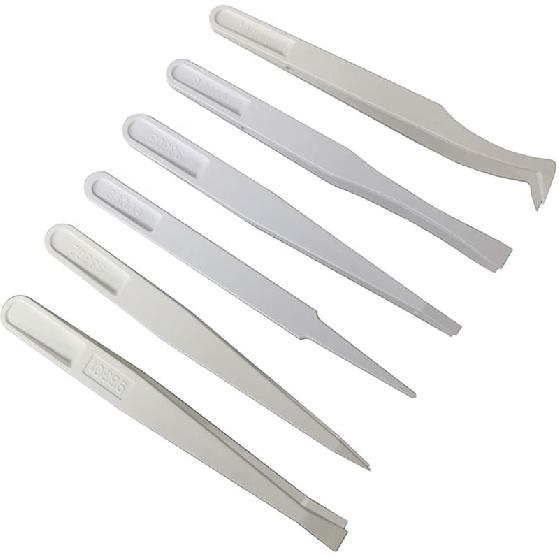 FEITA Precision Plastic Tweezers Kit - Plastic Anti static Tweezers Set Pickup Craft Electronics DIY Repair Tool - Black - 6Pcs 1. White - 6 Pcs