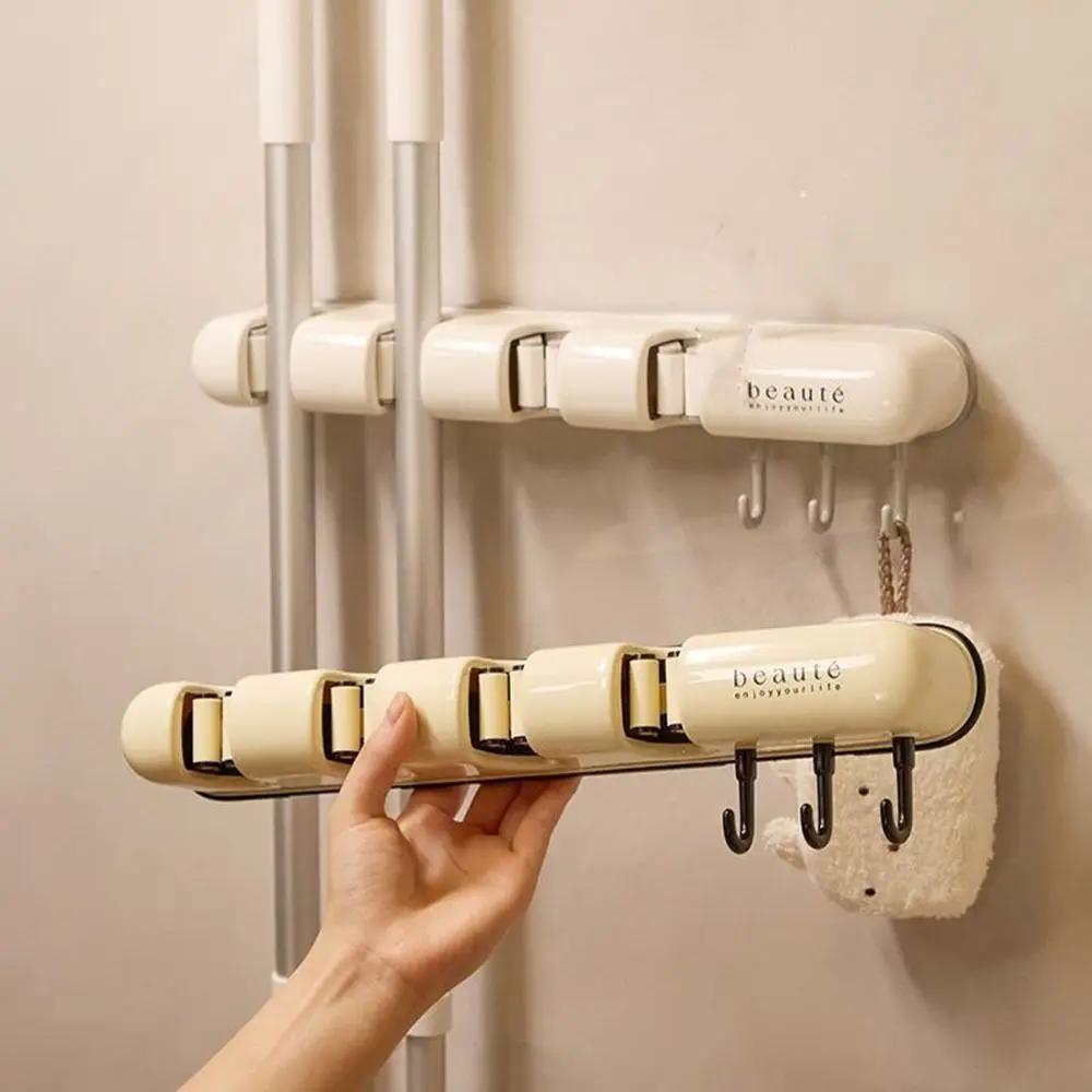 Mopp- und Besenhalter Mopphalter-Regal Mopphalter Wandmontage Starker Besenhalter Selbst mit 3 Haken Organizer zum Aufhängen von Besen