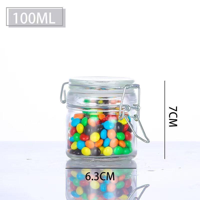 Small Capacity Snap Lid Glass Storage Jar for Dried Fruit & Tea