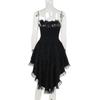 Gothic Goth Dark Lace Patchwork Bandage Strapless Corset Dress Party Gown Fairy Backless Tailed Women