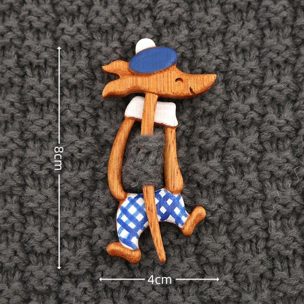 Cartoon Wooden Brooch Unisex Design Scarf Buckle New Animal Sweater Pin  Clothing Accessorres